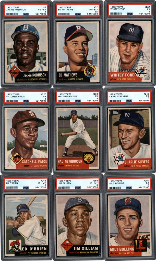 - 1953 Topps Near Complete Set (266/274) with PSA Graded