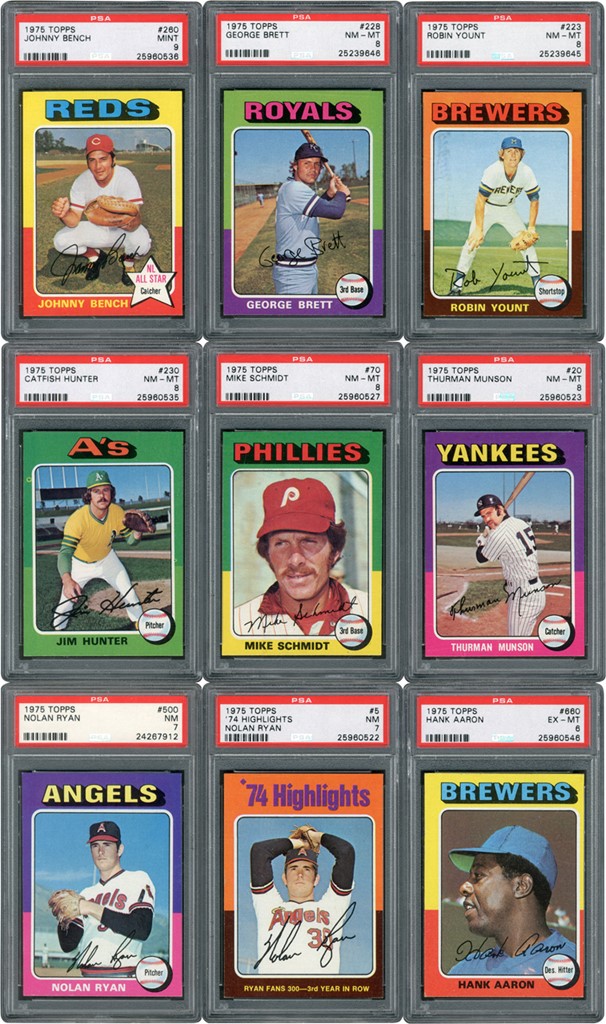 Baseball and Trading Cards - 1975 Topps Baseball High Grade Complete Set (660) with PSA