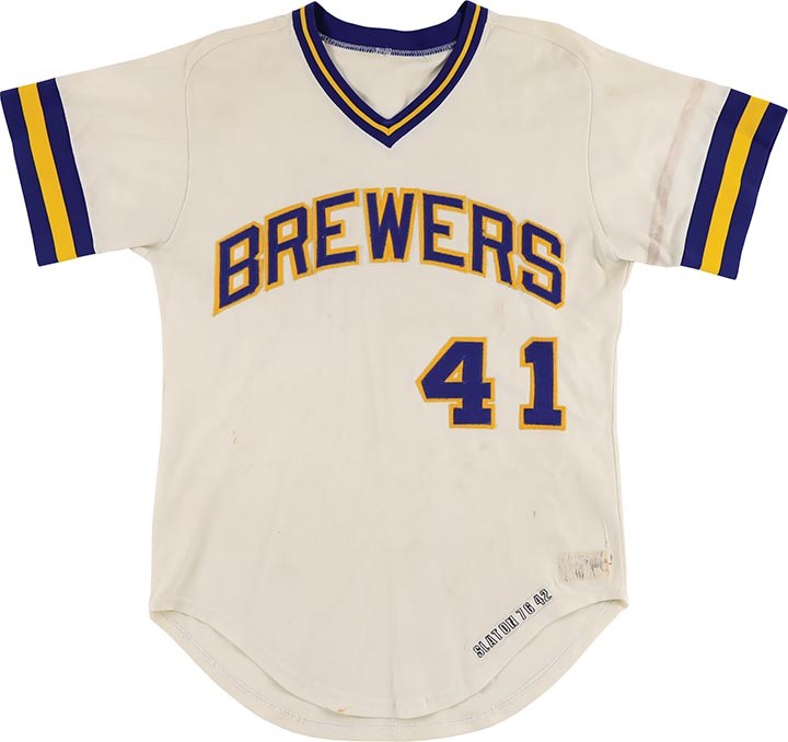 - 1976 Jim Slaton Milwaukee Brewers Game Worn Jersey