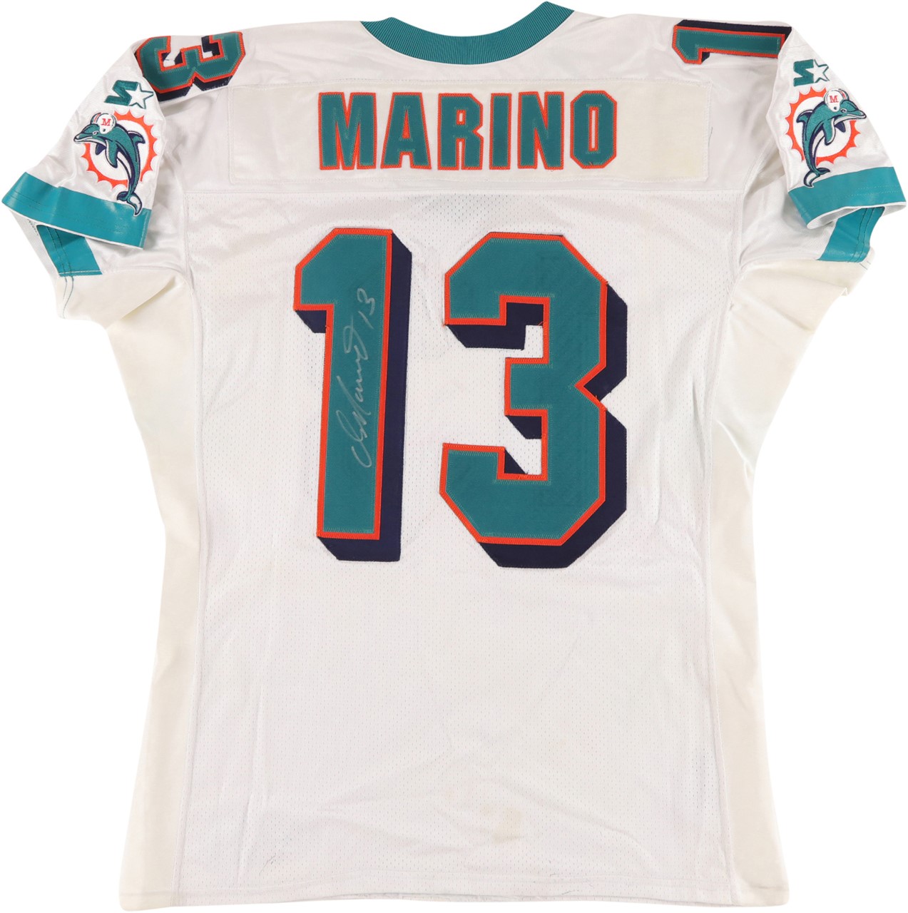 Football - 10/19/97 Dan Marino Photo-Matched Miami Dolphins "Victory" Signed Game Worn Jersey (Resolution Photomatching, MEARS A10 & Marino LOA)