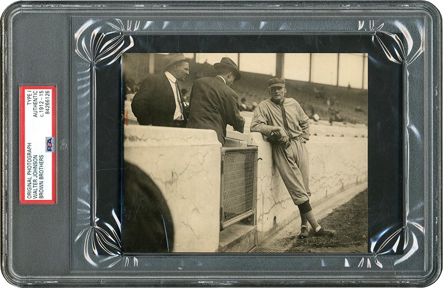 Walter Johnson Interviewed by Press Photograph (PSA Type I)