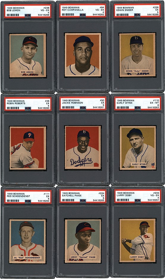 - 1949 Bowman Baseball Near Complete Set (225/240) with PSA Graded
