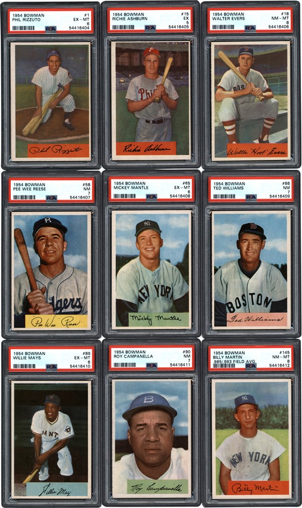- Superior 1954 Bowman "High Grade" Complete Set (224) with PSA 7 Williams