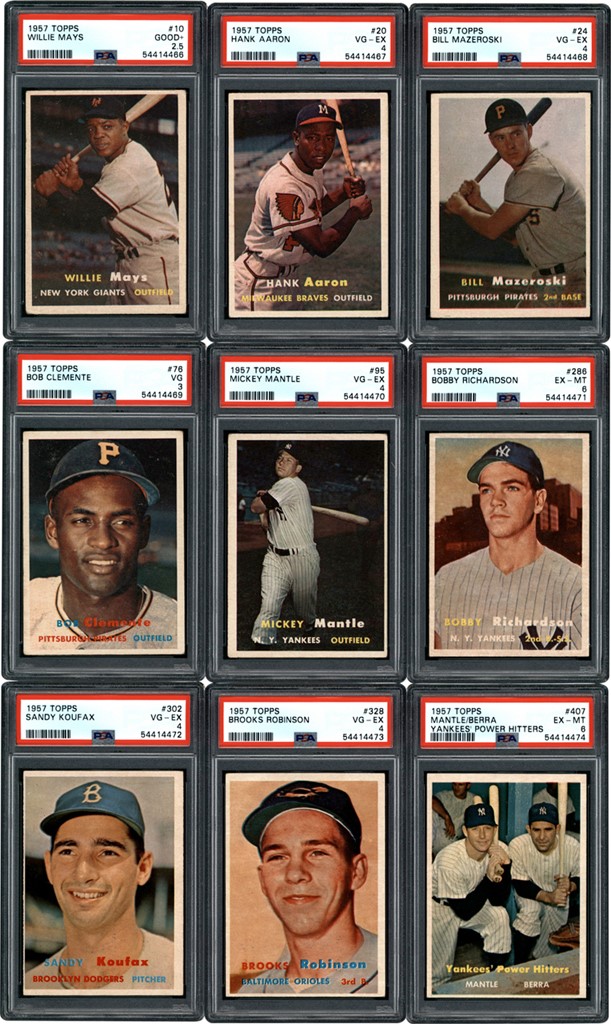 - 1957 Topps Near Complete Set (397/407) with PSA Graded