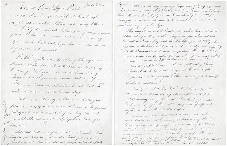 Whitey Bulger Handwritten "Al Capone" Letter