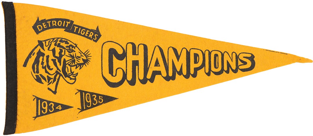 Rare 1934-35 Detroit Tigers Champions Felt Pennant