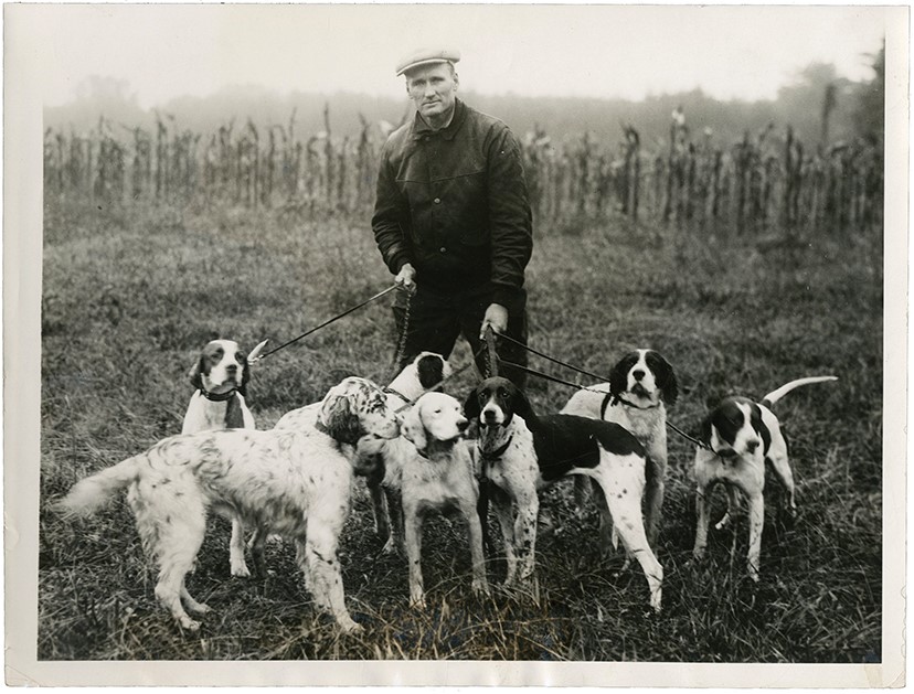 The Brown Brothers Collection - 1927 Walter Johnson with his Hunting Dogs Photograph