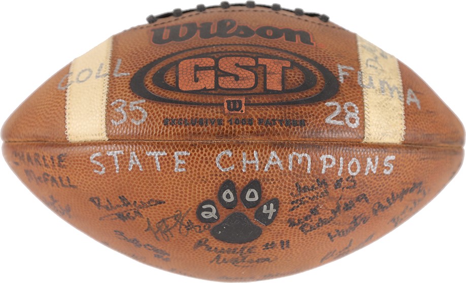 Football - 2004 Russell Wilson High School Team Signed State Championship Game Used Football