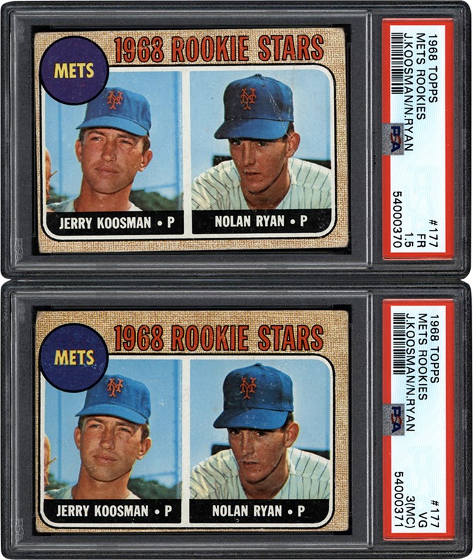 - 1968 Topps Baseball Nolan Ryan Rookie Card Collection (3)