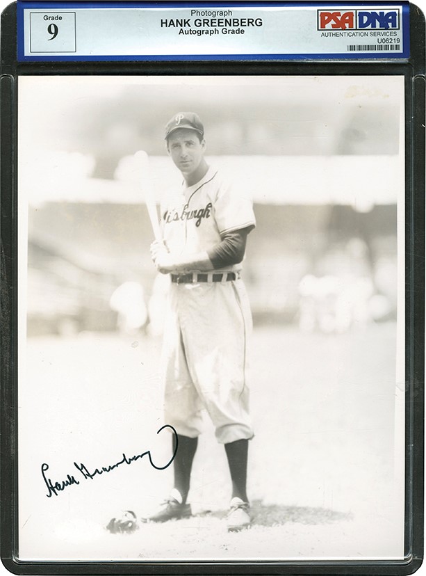Baseball Autographs - Hank Greenberg Signed Photograph (PSA MINT 9)