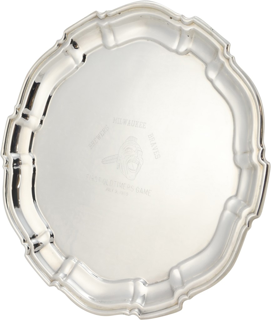 Sports Rings And Awards - 1960 Milwaukee Braves First Old Timers Day Presentational Silver Tray