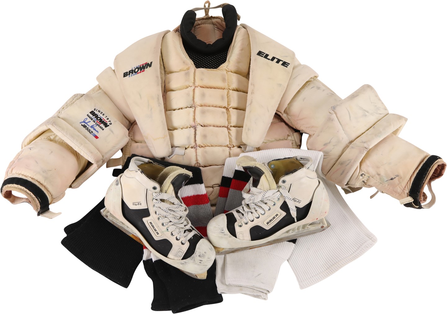 Buffalo Sabres Collection - Dominik Hasek Buffalo Sabres Game Worn Body Pads, Skates, Throat Guard