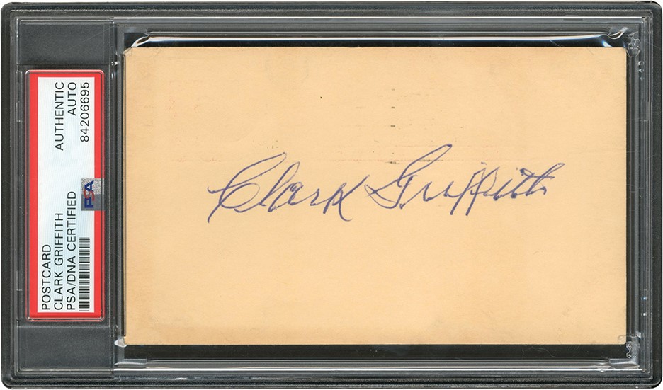 Baseball Autographs - Clark Griffith Signed Government Postcard (PSA)