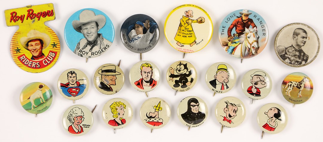 - Large Collection of Pinback Buttons w/Pep Set, Roy Rogers, Yellow Kid, & More (211)
