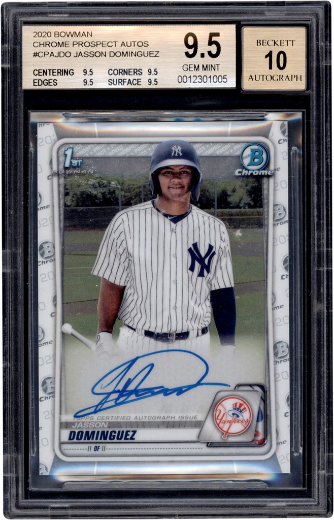 Modern Sports Cards - 2020 Bowman Chrome #CPAJDO Jasson Dominguez Rookie Autograph BGS GEM MINT 9.5 - Auto 10 - High Subs