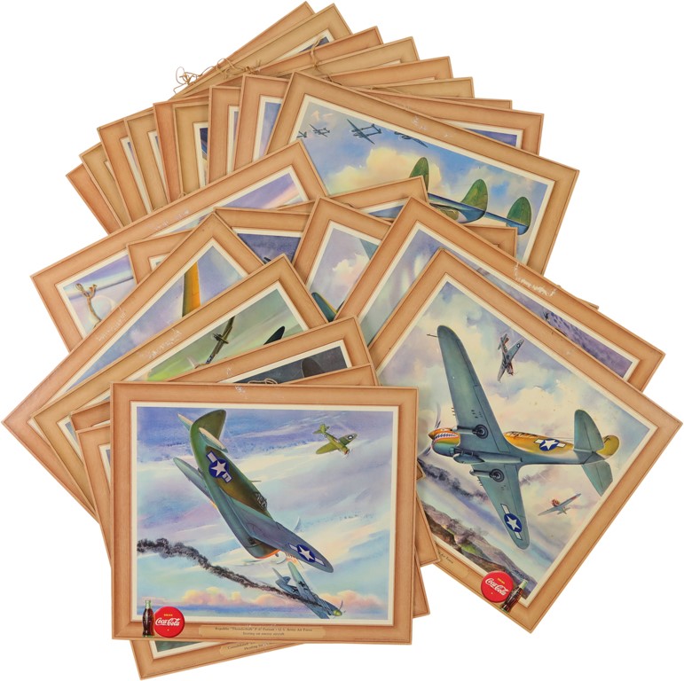 - American Fighter Planes of WW2 Coca-Cola Advertising Posters Complete Set (20) (PSA)