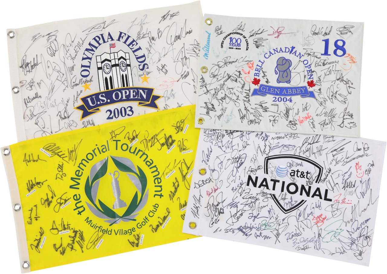 Olympics and All Sports - Four Multi-Signed Golf Flags