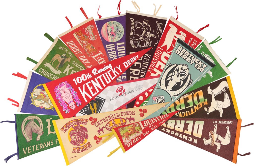 Horse Racing - Near-Complete Run of Kentucky Derby Felt Pennants from 1934 and Onward (60)