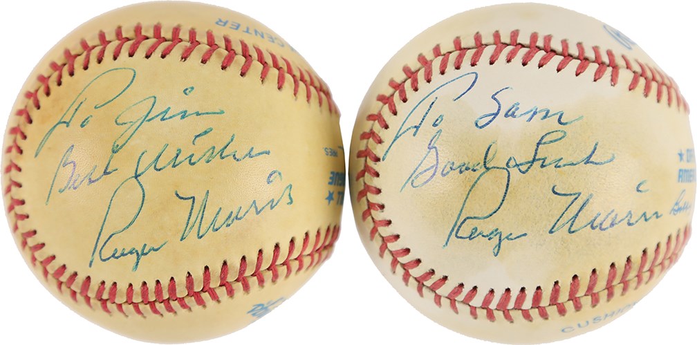 Mantle and Maris - Mickey Mantle & Roger Maris Multi-Signed Baseballs from NYC Dinner (Photo Provenance) (PSA)