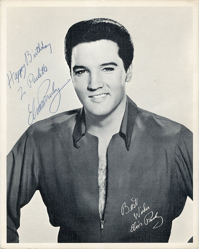 1960s Elvis Presley "Happy Birthday" Signed Press Print Photo to Fan Club President (PSA)