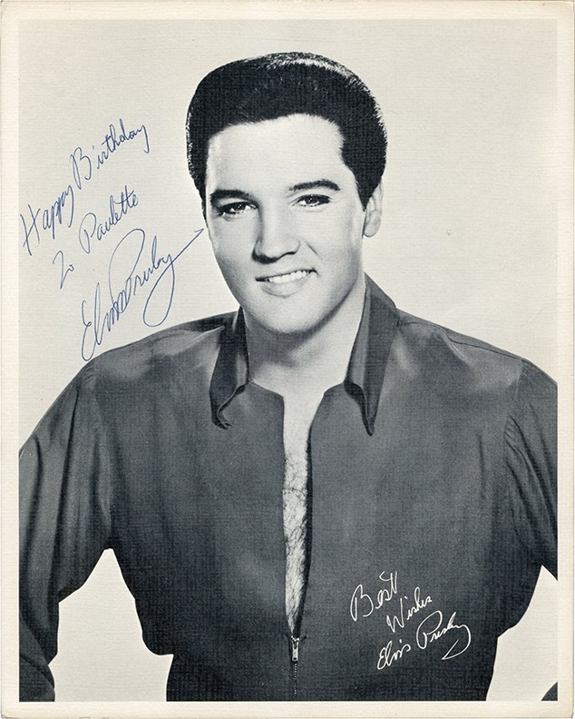 Rock And Pop Culture - 1960s Elvis Presley "Happy Birthday" Signed Press Print Photo to Fan Club President (PSA)