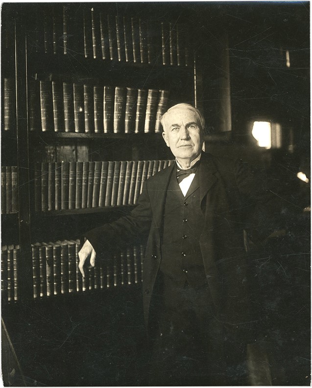 Thomas Edison in his Library Photograph by Brown Brothers (PSA Type I)