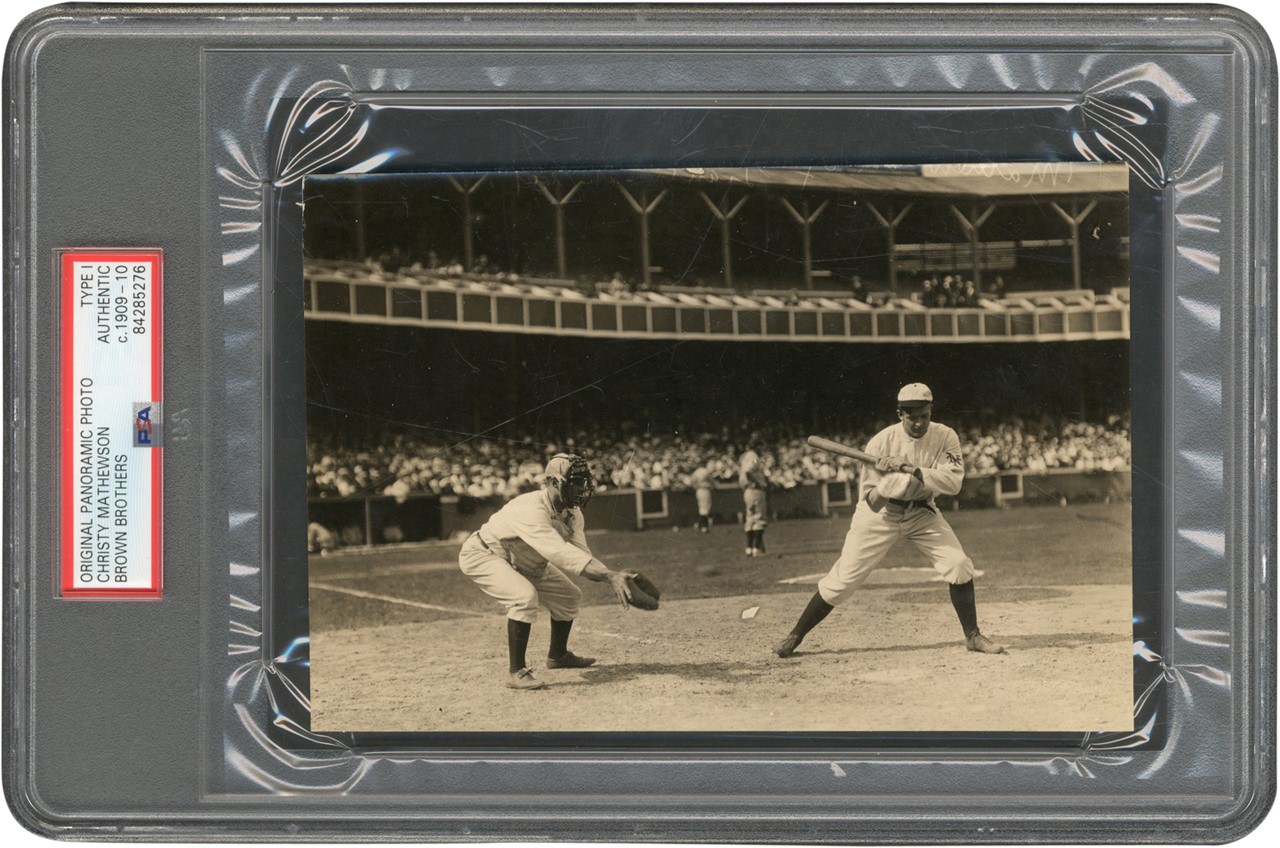 The Brown Brothers Collection - Christy Mathewson Batting Photograph (PSA Type I)