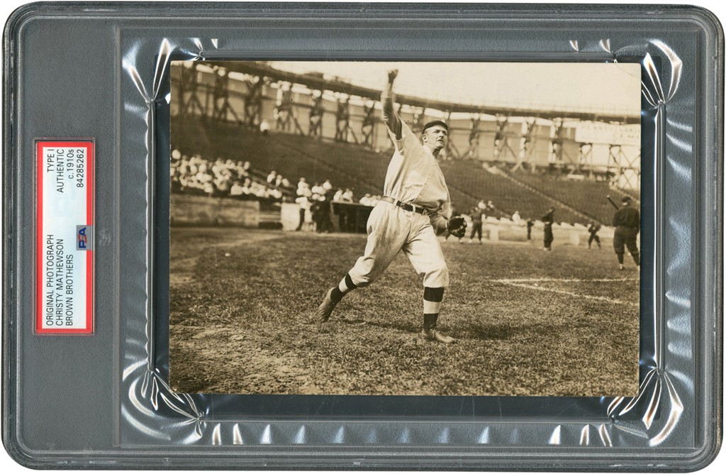 The Brown Brothers Collection - Christy Mathewson in Mid-Pitch Photograph (PSA Type I)