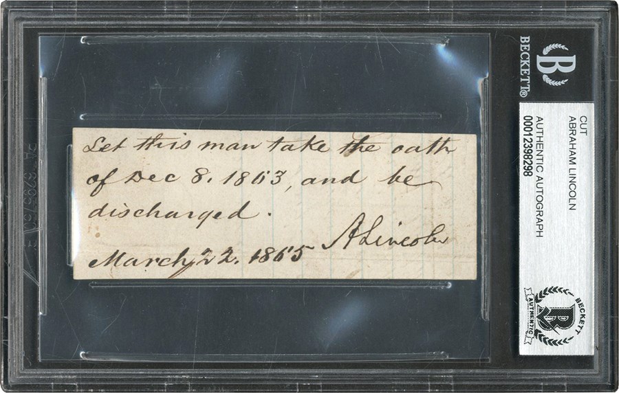 - Abraham Lincoln Signature; Signed Three Weeks Before Assassination (Beckett & JSA)