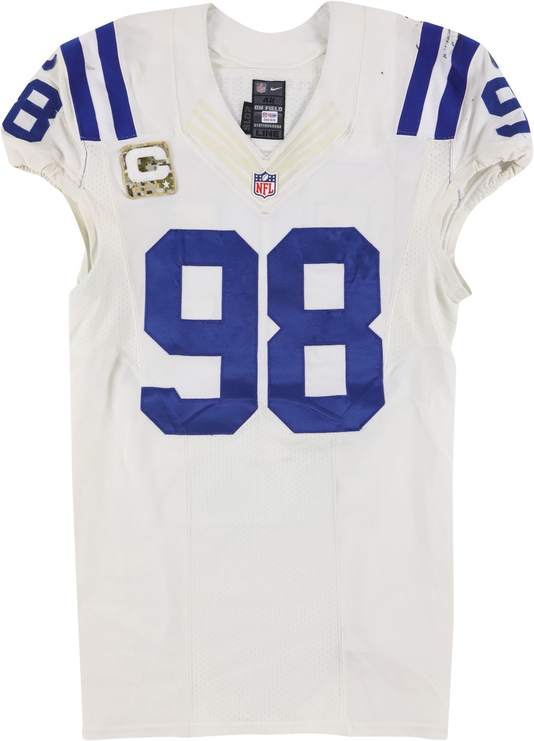 - 11/22/15 Robert Mathis "Salute to Service" Indianapolis Colts Signed Game Worn Jersey (Photo-Matched & NFL PSA)