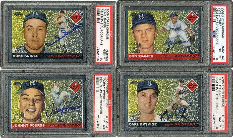 Modern Sports Cards - 2005 Topps Chrome Brooklyn Dodgers "Dem Bums" Signed PSA Graded Complete Set - #1 on PSA Registry