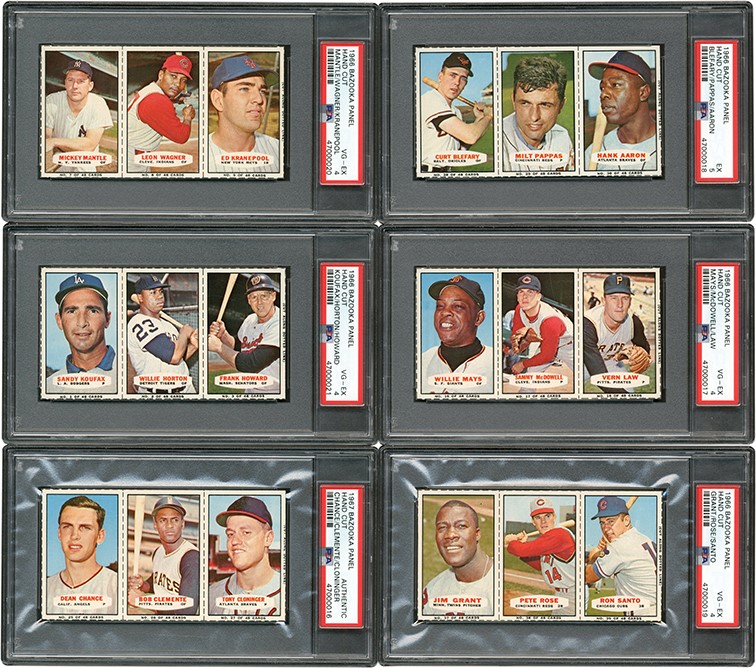 - 1966 Bazooka Baseball Complete Set on Three Card Panels w/PSA Graded