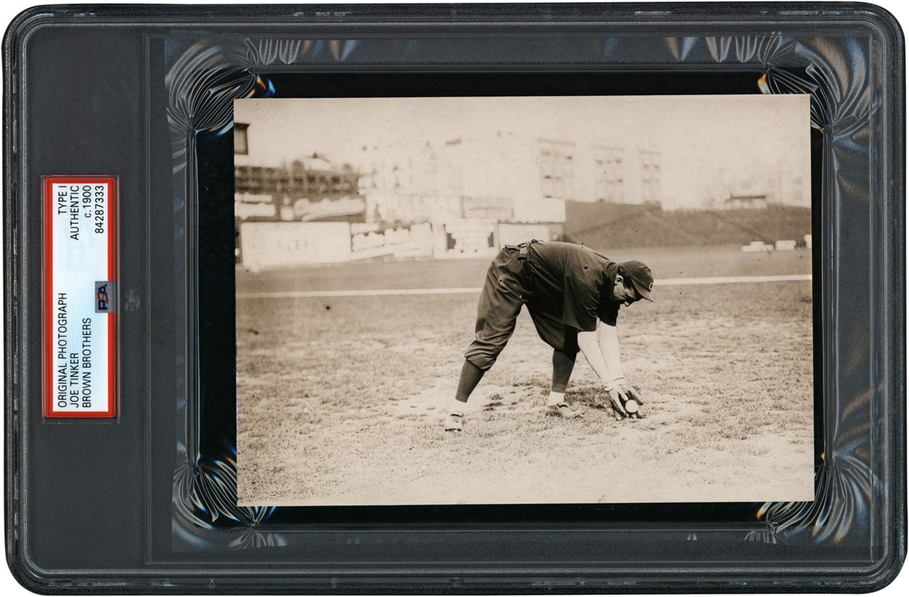 The Brown Brothers Collection - Joe Tinker Fielding Photograph (PSA Type I)