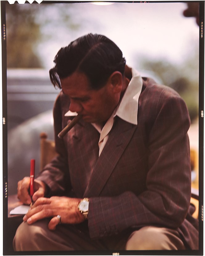 - Rare Color Negative of Babe Ruth Signing Autographs