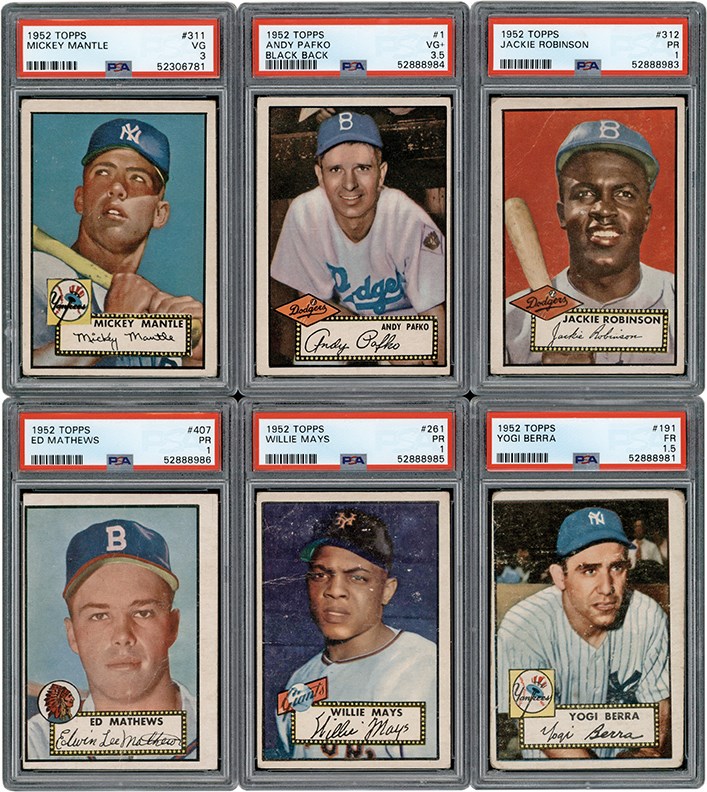 1952 Topps Near-Complete Set (361/407) with PSA 3 Mickey Mantle