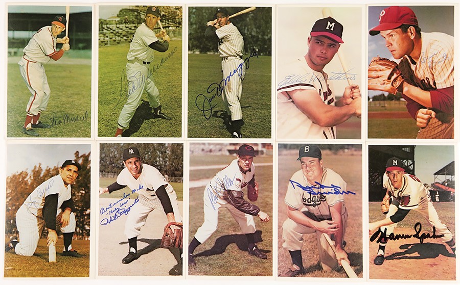Baseball Autographs - 1982 TCMA Stars of the 1950s Signed Cards w/Williams and DiMaggio (10)