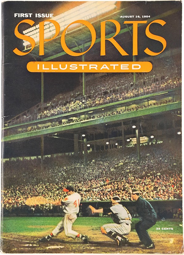 - August 16, 1954, First Issue Sports Illustarted w/1954 Topps Baseball Card Insert Sheet