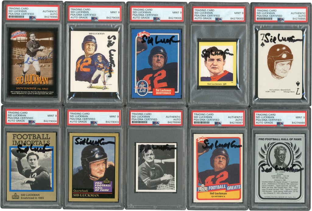 - Sid Luckman Signed Trading Card Collection (12)