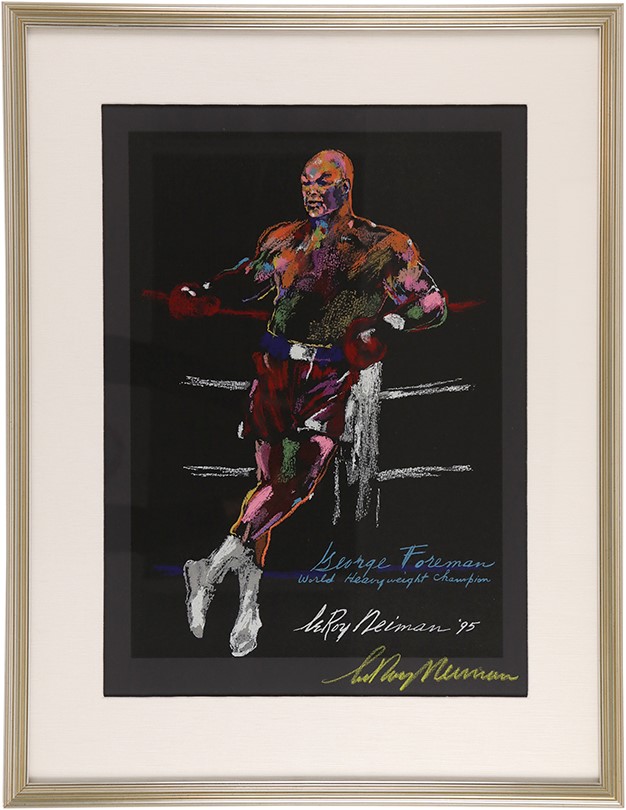 Muhammad Ali & Boxing - George Foreman Lithograph Signed by LeRoy Neiman