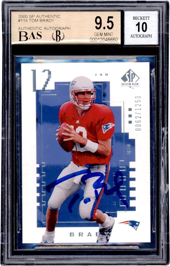 Modern Sports Cards - 2000 SP Authentic #118 Tom Brady Signed Rookie 62/1250 BGS GEM MINT 9.5 - Auto 10 (Pop 1 of 2!)