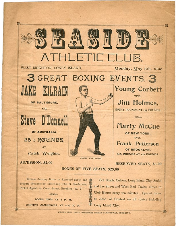 - Ultra Rare 1895 Jake Kilrain vs. Steve O"Donnell Partial Boxing Program