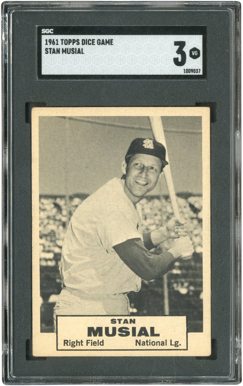 Extremely Scarce 1961 Topps Dice Game Stan Musial - Only SGC Graded Example! SGC VG 3