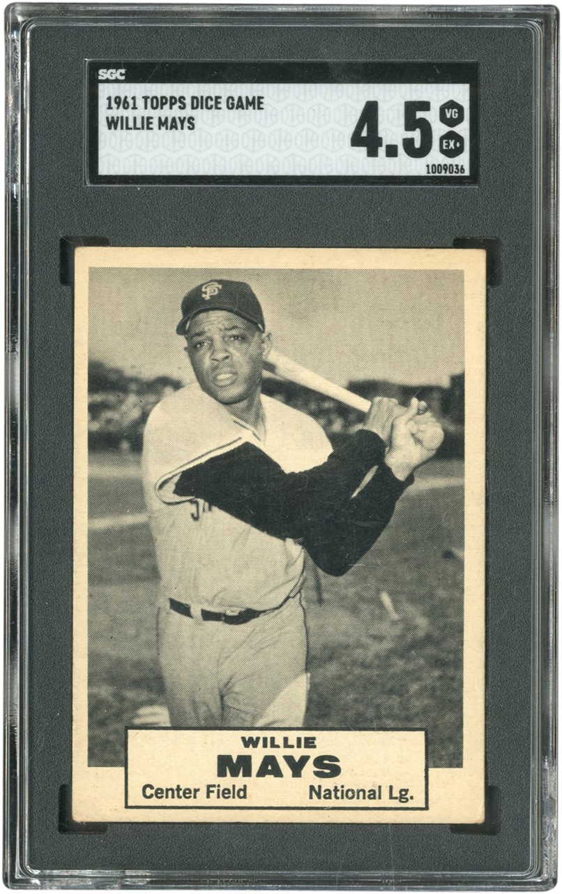 Extremely Scarce 1961 Topps Dice Game Willie Mays - Only SGC Graded Example! SGC VG-EX+ 4.5