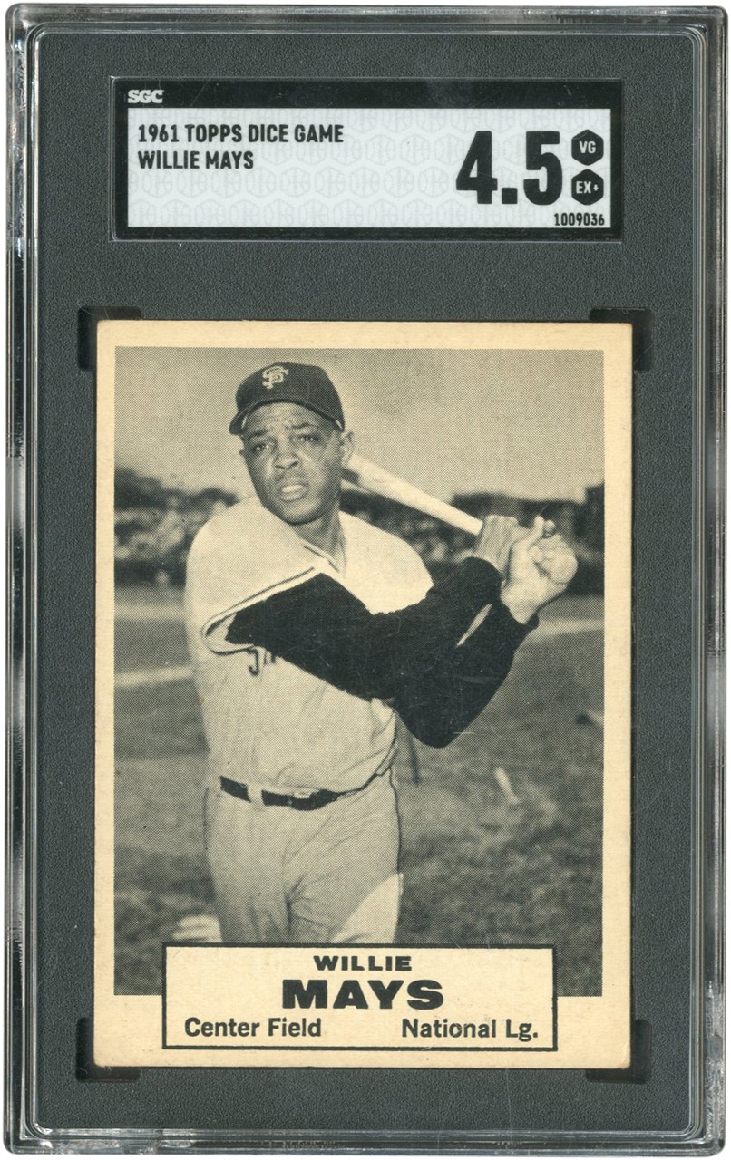 Baseball and Trading Cards - Extremely Scarce 1961 Topps Dice Game Willie Mays - Only SGC Graded Example! SGC VG-EX+ 4.5