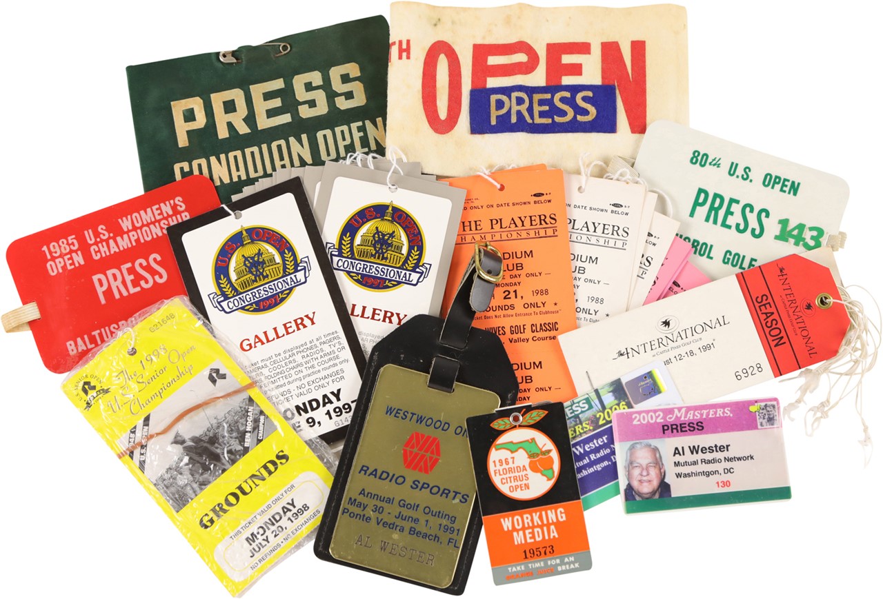 Olympics and All Sports - Collection of PGA Golf Press Passes, Badges, Arm Bands, Tickets, & More (300+)