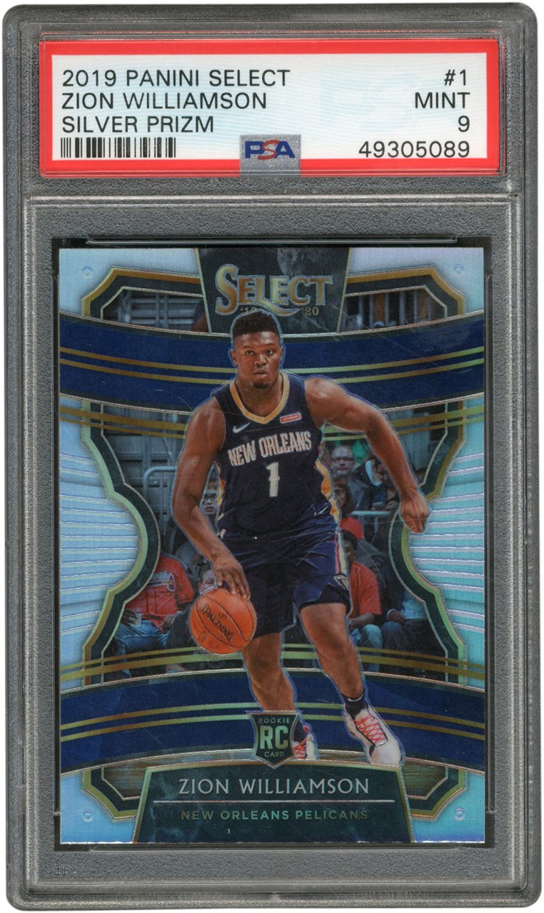 Modern Sports Cards - 2019 Panini Select Concourse Silver Prizm #1 Zion Williamson Rookie PSA MINT 9