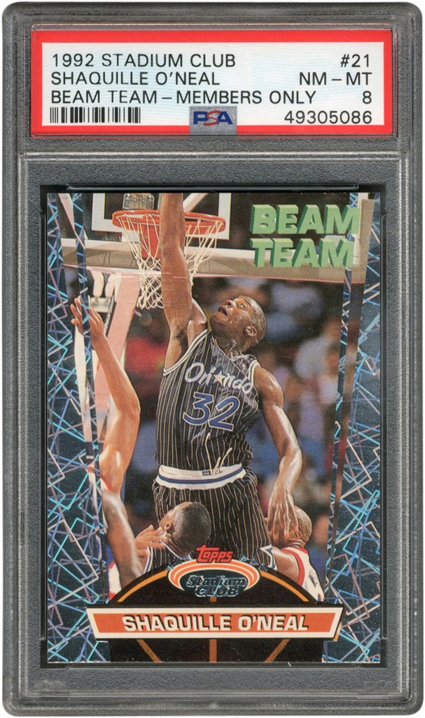 Basketball Cards - 1992 Topps Stadium Club Beam Team Members Only #21 Shaquille O'Neal PSA NM-MT 8