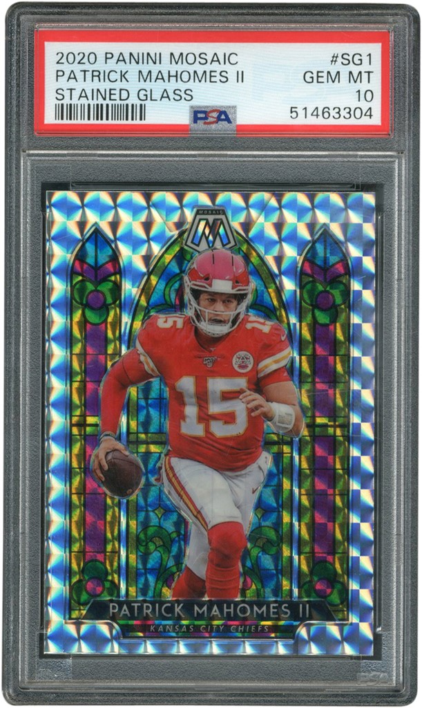Modern Sports Cards - 2020 Panini Mosaic Stained Glass #SG1 Patrick Mahomes PSA GEM MINT 10