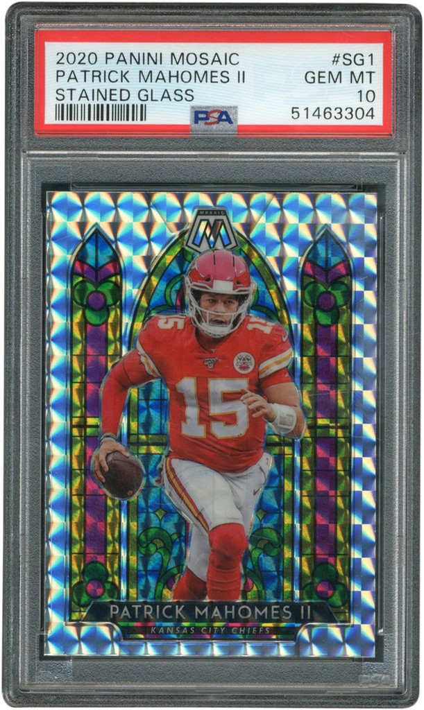 - 2020 Panini Mosaic Stained Glass #SG1 Patrick Mahomes PSA GEM MINT 10