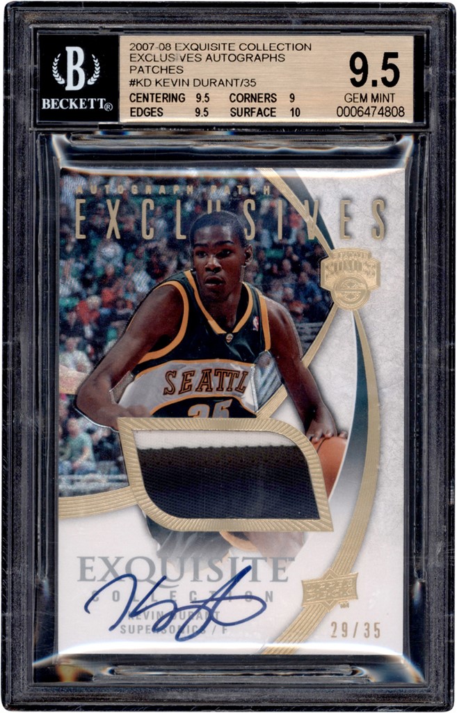 - 2007-08 Exquisite Collection Exclusives #KD Kevin Durant Rookie Patch Autograph 29/35 BGS 9.5 - Auto 10